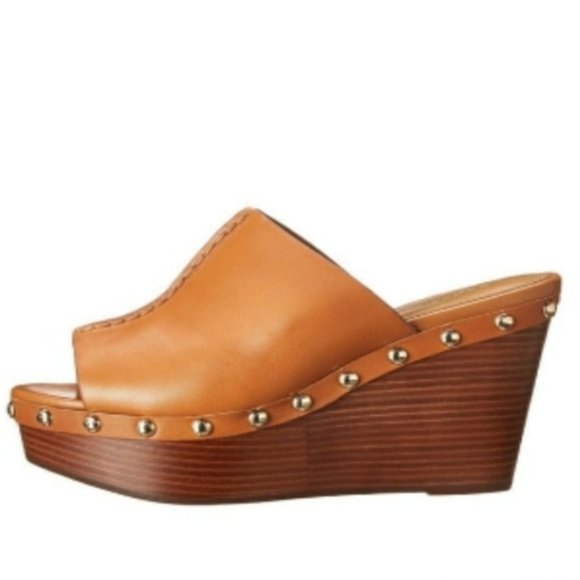 Coach  Hellena Brown Leather Wedge 8B - Picture 1 of 9